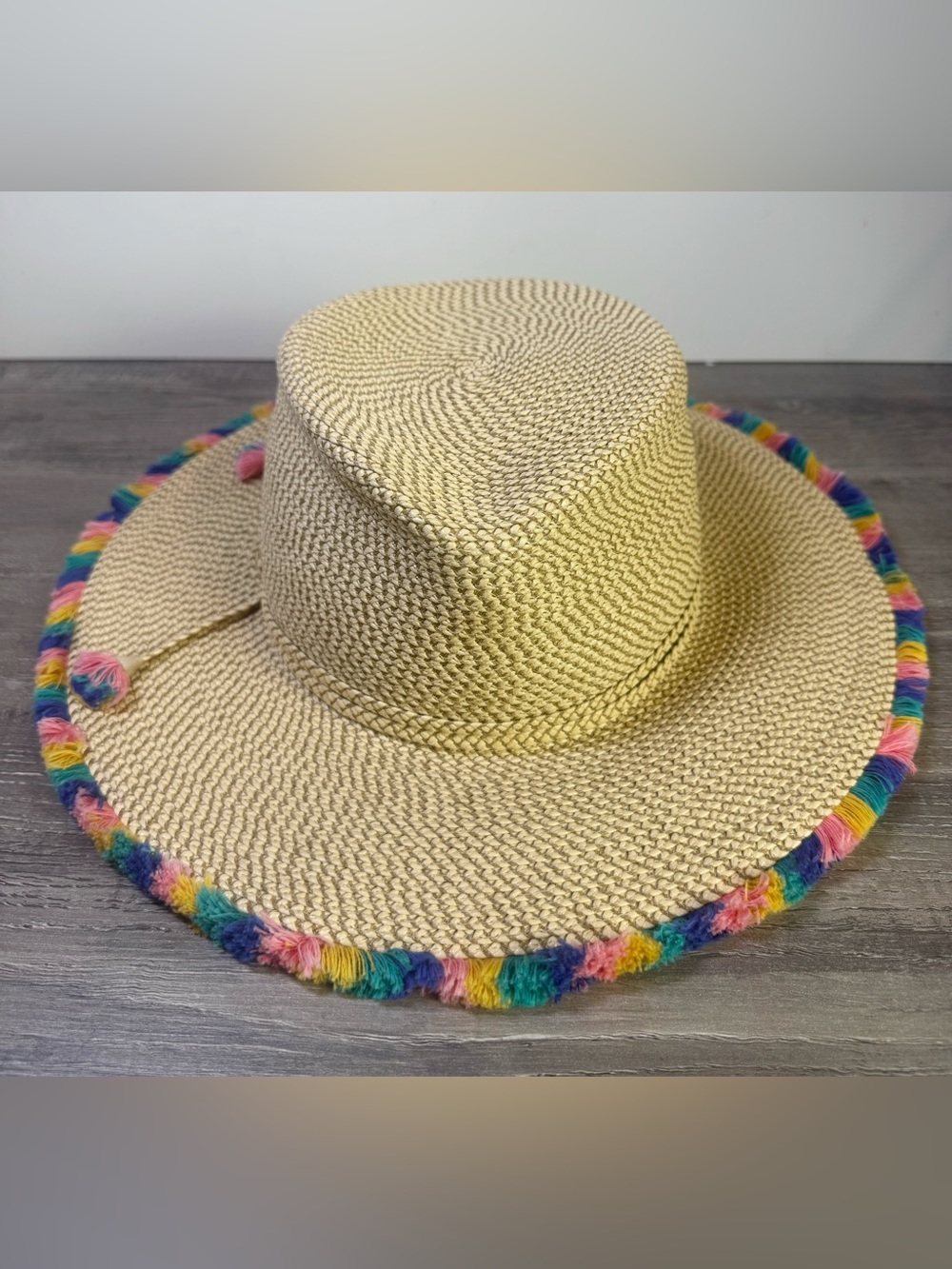 Eric Javits Fedora Multicolor pom pom trim hat IMMACULATE - Picture 2 of 8